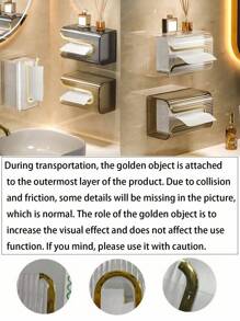 1 件高端毛巾盒壁挂式收纳盒纸巾架，用于放置面巾或纸巾，无需钻孔，适用于厨房和浴室家居浴室装饰浴室收纳夏季 - 白色 - 查看 6