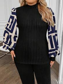 SHEIN Clasi Plus Size Vacation Fitted Splice Women Top