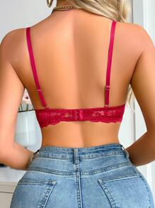 Women's Solid Color Spaghetti Strap Slim Fit Casual Sports Bra - Red - View 2