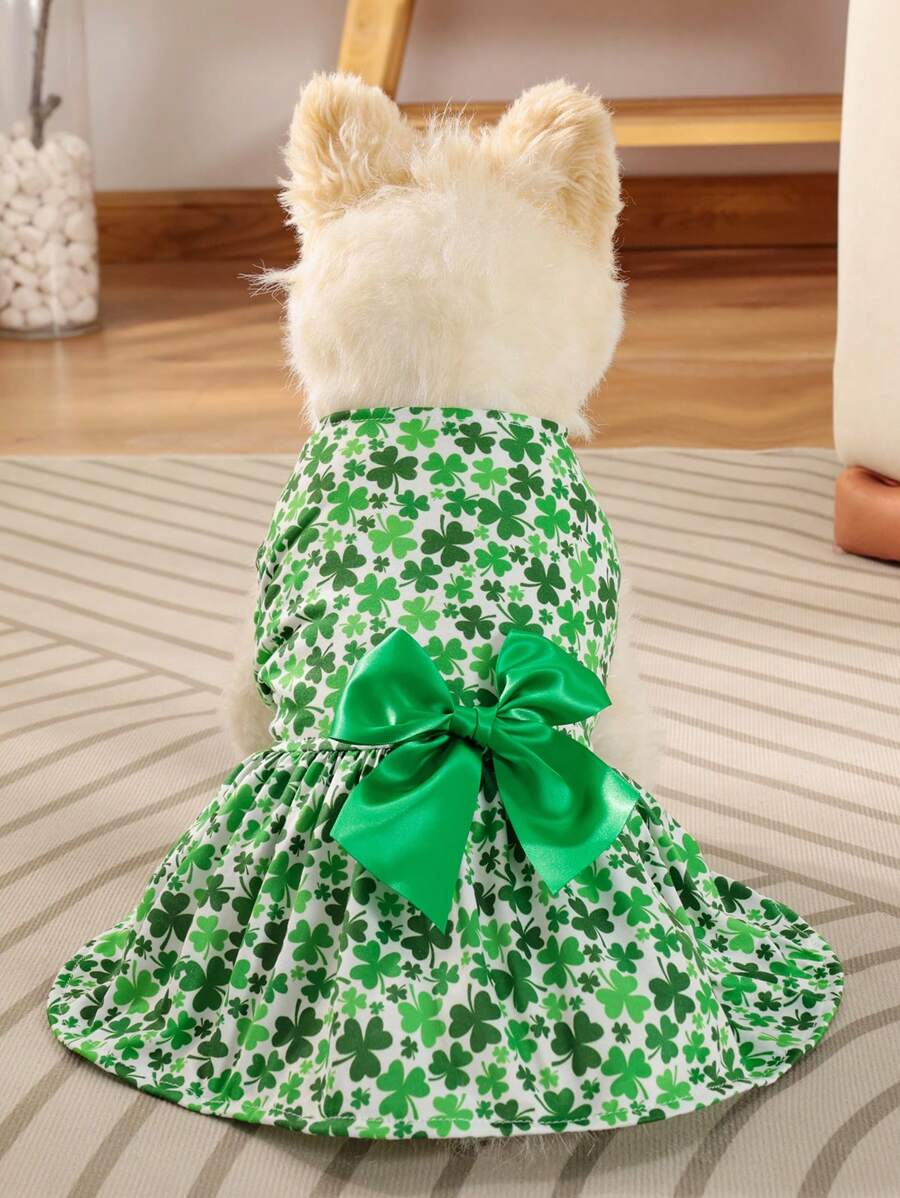 PETSIN St. Patrick's Day Green Clover Cute Pet Dress - Multicolor - View 1