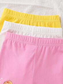 3 件套女童纯色可爱女孩图案针织紧身裤