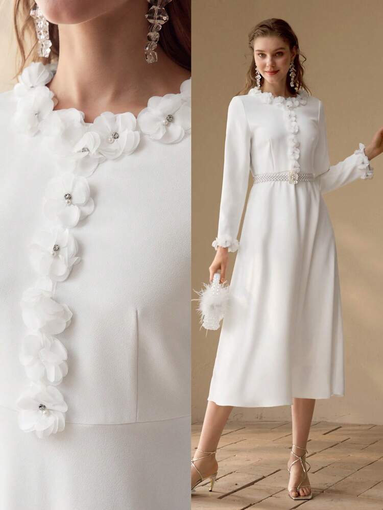 FLORAL APPLIQUED FLOWY DRESS,SPRING/SUMMER