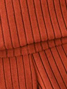 SHEIN 2pcs/Set Young Boy Contrast Trim Short Sleeve Top And Shorts Set, School, Campus, College - Orange - View 6