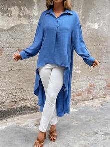 SHEIN LUNE Camisa de Manga Curta Solta com Estampa Boêmia de Estilo Ocidental, Casual para Férias, Plus Size