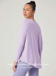 GLOWMODE SoftSerene Reset Restore Off-Shoulder Long Sleeve Tee With Thumbhole Daily Lounge - Purple - View 2