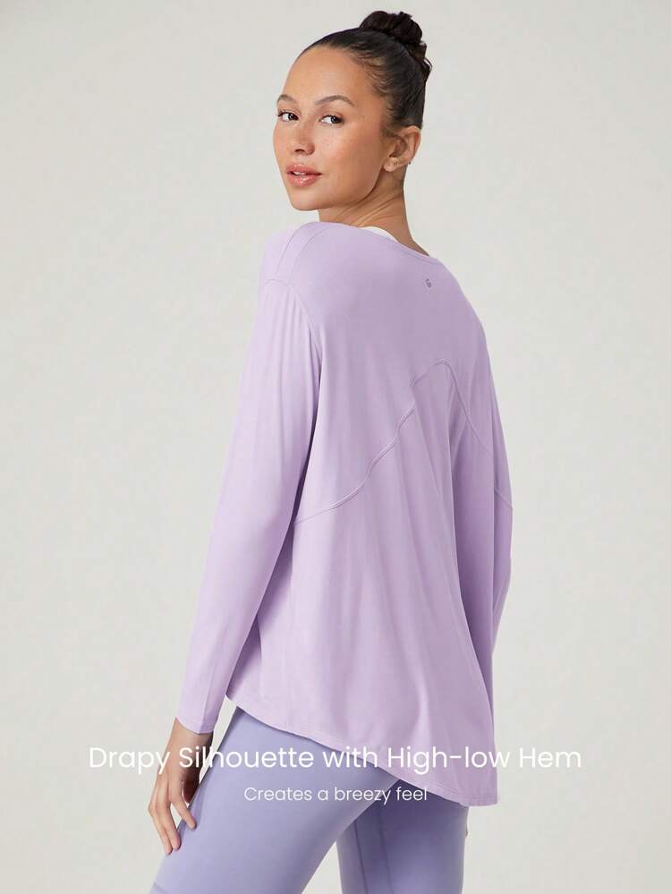 SoftCalm Reset Restore Off-Shoulder Long Sleeve Tee With Thumbhole Daily Lounge