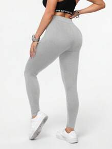 SHEIN Essnce Casual Letter Graphic High Waist Skinny Full Length Leggings For Women, Suitable For Spring And Summer Fall Clothes Women's Sportswear