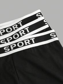 3pcs/Pack Teen Boy/Teen Boys Casual Elastic Waist Clown Face Print Boxer Briefs - Black - View 4