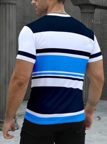 Manfinity Dauomo 男士休闲简约圆领 T 恤，日常穿着 - 彩色 - 查看 2