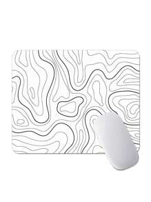 白色和黑色地形图鼠标垫桌垫 - 鼠标垫大号游戏鼠标垫笔记本电脑键盘垫缝合边缘防滑橡胶底座
