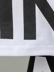 SHEIN Young Boy Casual Letter Print Splicing Short Sleeve T-Shirt And Shorts Set, Spring/Summer,Holiday,Summer,Travel