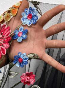 SHEIN Frenchy Plus Size Summer, Holiday Dress, Seaside Dress, Romantic, Embroidered,Casual Off Shoulder Dress, Minimalist Style For Daily Wear - Multicolor - View 10