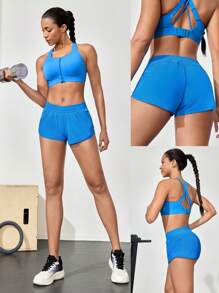 GLOWMODE 2.5" Stay Cool Quick-Dry Lightweight Zipper Pockets Reflective Strips Low Waist Active Running Shorts With Built-In Deodorant Underwear Jogging Training Gym Workout Wear