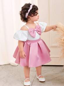 SHEIN 1 Set Baby Mädchen Sommer süß & elegant Schmetterling Farbblockdesign Camisole Top und elastischer Taillenbund Mini Rock