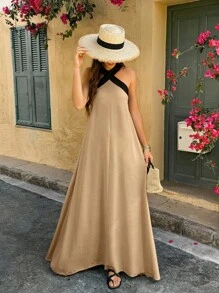 Selianne Váy dệt cổ ống đen trắng cho nữ - Màu Khaki - Xem 5