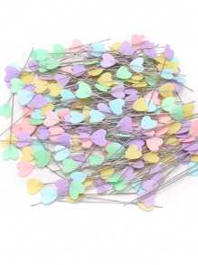 50/100 件缝纫针平头直针，随机颜色心形缝纫绣花针，DIY 缝纫用品不锈钢，彩色珍珠头棒针长 2.16 英寸缝纫针，适用于裁缝，多色直针直缝纫针工艺定位针固定缝纫标记针，适用于裁缝、工艺品、缝纫项目和 DIY 装饰（心形） - 彩色 - 查看 4