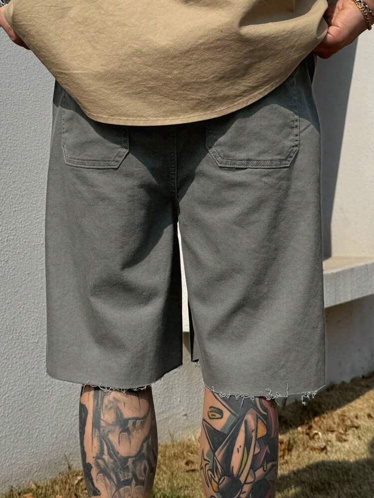 Men's Solid Color Cargo Shorts, Minimalist Casual Everyday Wear, Summer