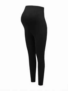 Modmama Set de leggings de maternidad ajustables de punto con estampado negro y de leopardo