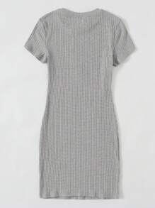 Muchica Vestido ajustado tejido de canalé unicolor - Gris Claro - Ver 2