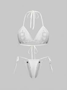 ROMWE Street Life 青少年女孩运动数字印花无钢圈系带文胸套装