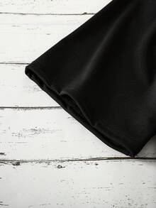 Men's Black Background Glow-In-The-Dark Starry Small Crew Neck Short Sleeve T-Shirt - Black - View 4