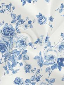 SHEIN EZwear 女式休闲碎花细肩带连衣裙，度假装，波西米亚风格，夏威夷海滩细肩带连衣裙，乡村风格，无袖高开叉花卉图案细肩带连衣裙