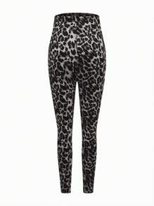 Modmama Set de leggings de maternidad ajustables de punto con estampado negro y de leopardo