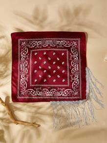 SHEIN VCAY 1pc Women Cute Sequin, Tassel, Western Cowgirl, Print Triangle Scarf, Suitable For Vacation, Concert/Festival, Picnic, Beach