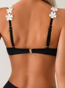 SHEIN Swim Women 2pcs/Set Solid Color Underwire Bra And Floral Low Rise Panty, Adult Floral Bikini Swimwear Set, Spring Break For Summer Beach Vacation - Multicolor - View 5