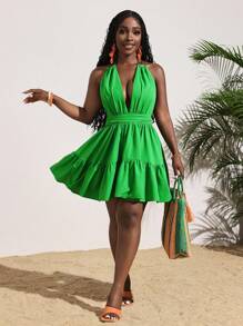 Slaydiva Ruffle Sleeve & Hem Coverup Dress For Young Girls
