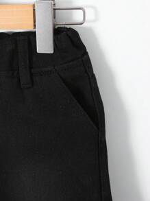 2pcs/Set Casual Washed Denim Shirt With Collar & Short Sleeve + Denim Shorts Set, Essential Summer Outfit For Young Boy - Black - View 6