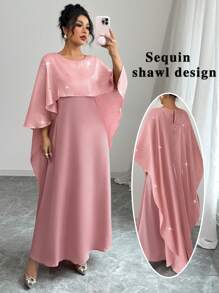 Chiquease 女士夏季圆领水钻装饰优雅休闲连衣裙 - 粉色 - 查看 1