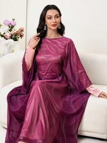Modelyn Vestito a trapezio lungo e ampio da donna, elegante, a maniche lunghe