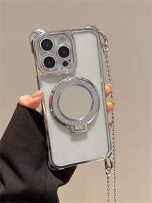 1 件奢华手机壳，内置化妆镜支架和可拆卸挂绳，适用于 iPhone 11/12/13/14/15/16 Pro Max，时尚手机配件