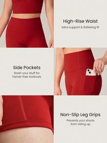 GLOWMODE 2 件 Powersculpt™ 吸汗凉爽高弹力交叉后背背心可拆卸无缝罩杯和 4.3 英寸骑行短裤带侧袋套装高强度健身跑步训练