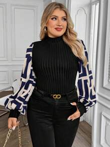 SHEIN Clasi Plus Size Vacation Fitted Splice Women Top