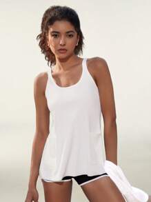 Hanevo Women Casual Solid Color Tank Top Sportwear For Daily Wear - White - View 1