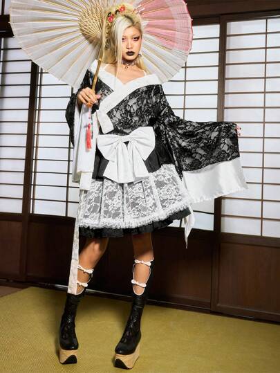 J-Fashion Lovely Sweet Lace Patchwork Women Short Skirt