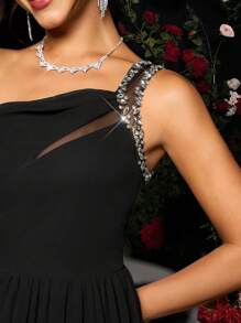 Coutiva Luxury Evening Dress, Banquet Gown, Crystal Rhinestone Patchwork Elegant Long Dress, Music Festival Spring/Summer Party Dress, Wedding Guest Dress, Formal Dress