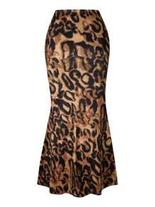 INAWLY 女士优雅鱼尾豹纹长裙，春夏 - 彩色 - 查看 2