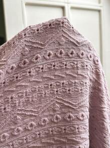 Women's Loose Texture Jacquard Round Neck Drawstring Nightgown