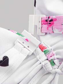 SHEIN MOD Floral & Heart Print Patchwork Hollow Out One-Piece Swimsuit, For Summer Beach Vacation - Multicolor - View 3