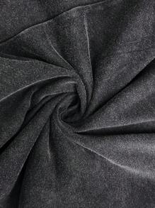 SHEIN LUNE Plus Size Washed Pockets Casual Shorts Cotton Cowgirl Summer For Women Graduation Spring Women Summer Graduation Easter Women Spring Summer Vacation Bohemia Easter Women Shorts - Black - View 3