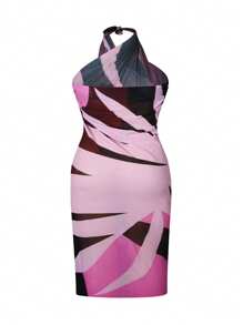 SHEIN Swim Oasis Große Größen Damen Oasis hochwertiger bedruckter Mesh-Lagen-Midirock, für Sommer Strandurlaub