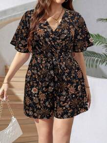 SHEIN LUNE Combinaisons imprimées fleurs sur tout le vêtement en grande taille