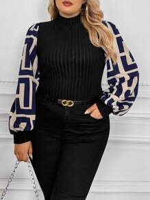 SHEIN Clasi Plus Size Vacation Fitted Splice Women Top