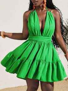 Slaydiva Ruffle Sleeve & Hem Coverup Dress For Young Girls