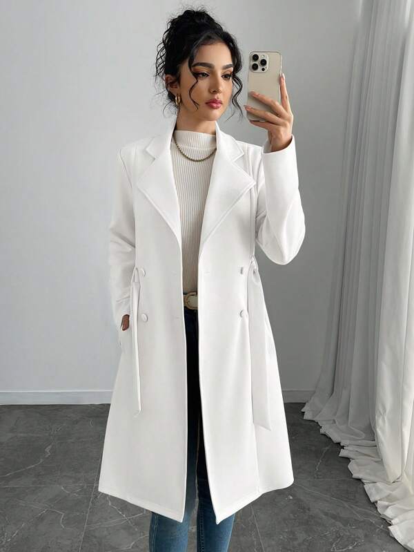 Gloray Chaqueta regular con bolsillos laterales de doble botonadura de unicolor para mujer