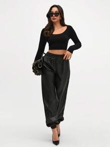 CLARA VERO Leather Winter Hot Touch Comfy Jogger - Black - View 3