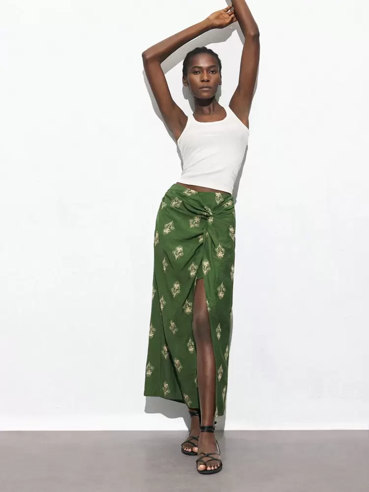 SHEIN Maija MAIJA Summer Beach Floral Ruffle Tiered Flowy Maxi Skirt